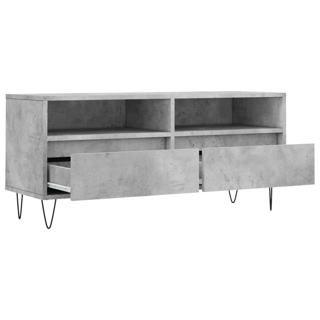 Meuble TV gris béton 100x34,5x44,5 cm en bois