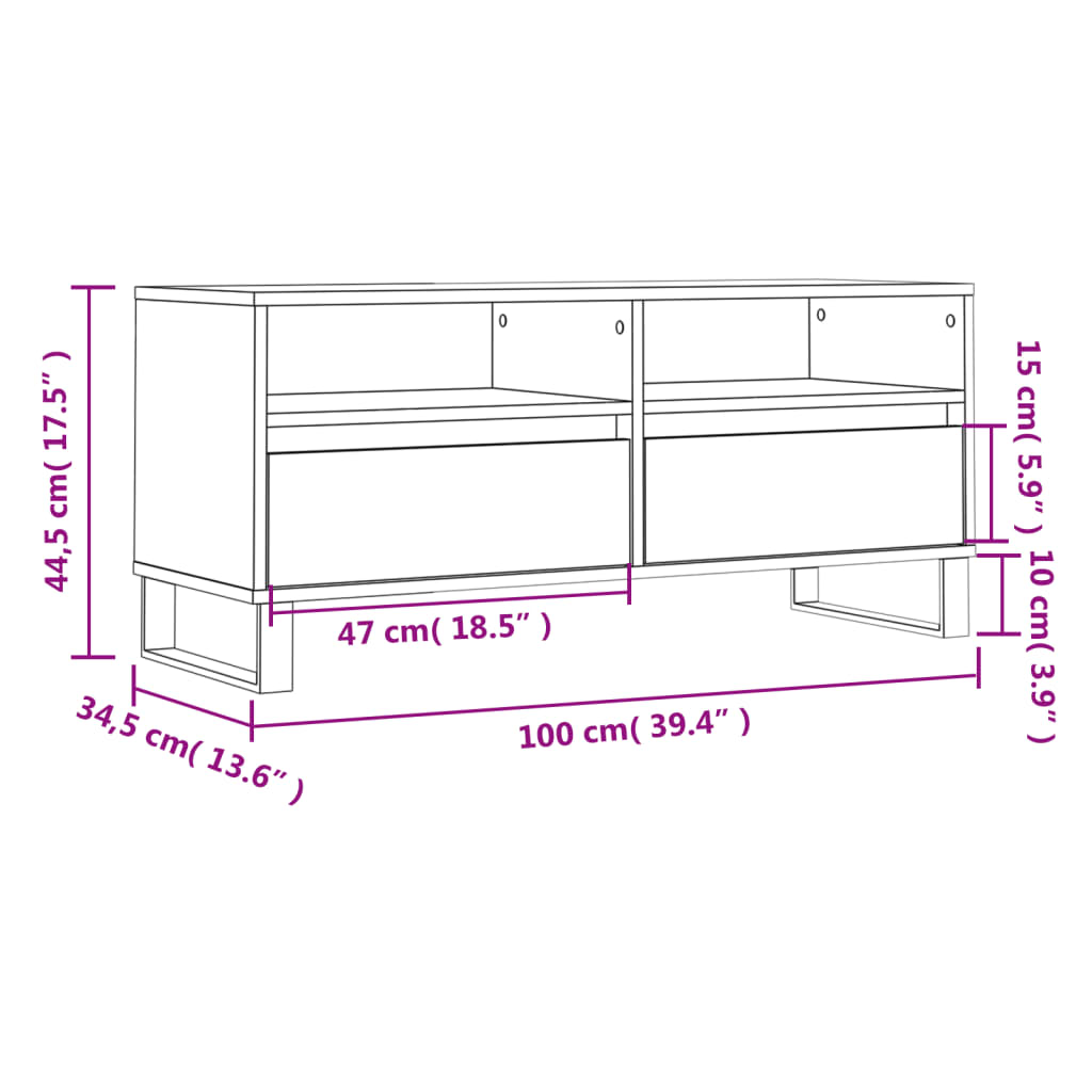 TV-Schrank Betongrau 100x34,5x44,5 cm Holzwerkstoff
