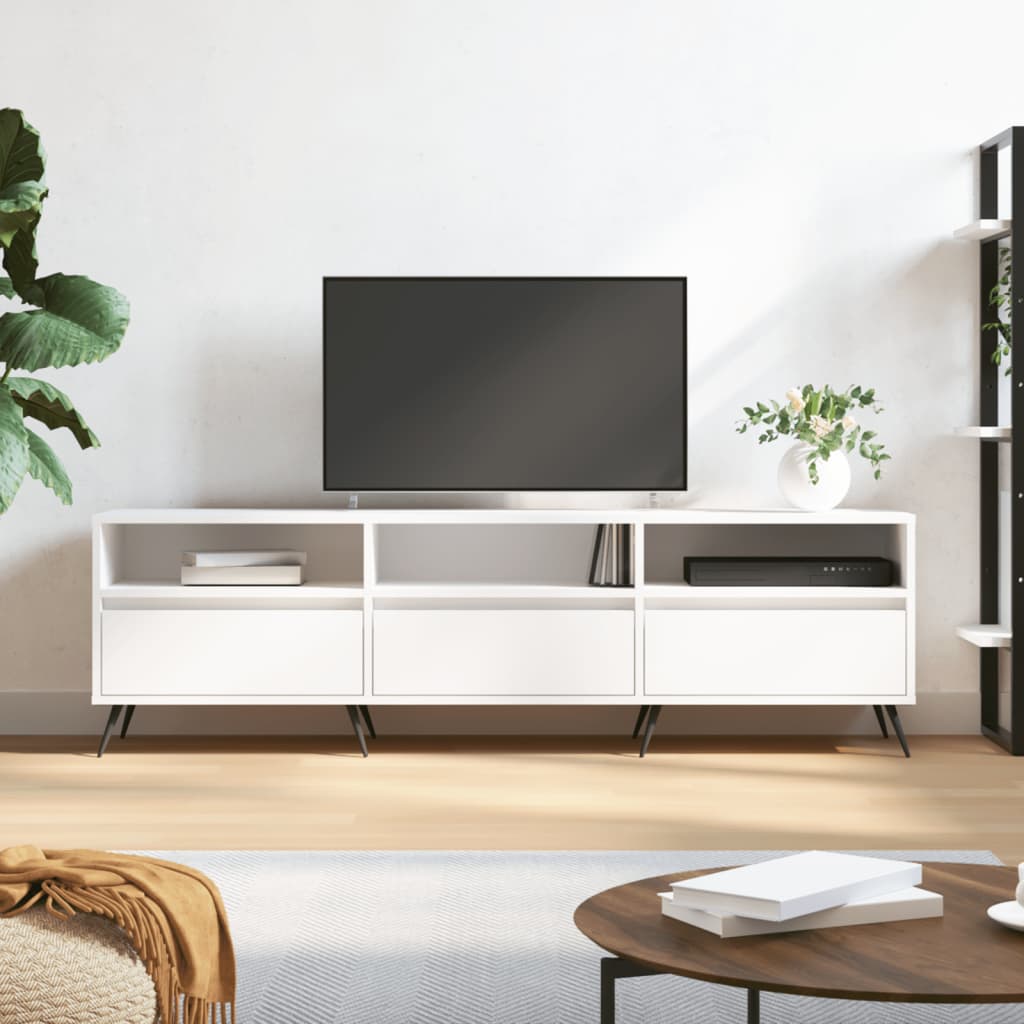 Meuble TV blanc 150x30x44,5 cm en bois