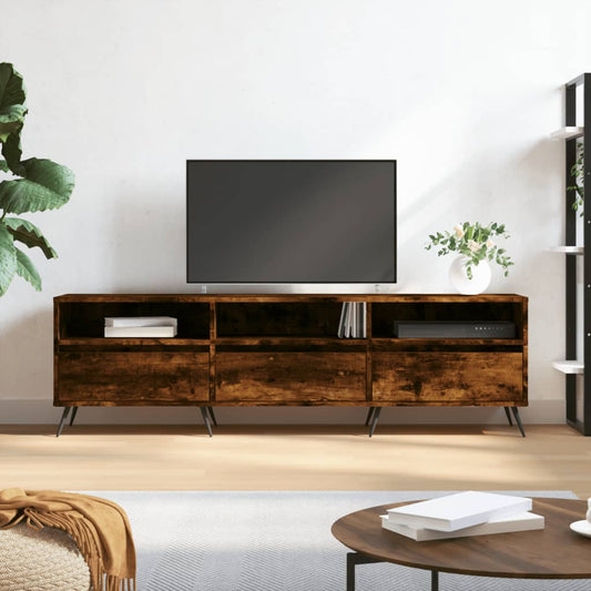 Meuble TV chêne fumé 150x30x44,5 cm matériau bois