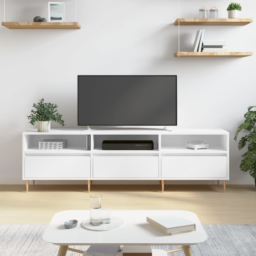 Meuble TV blanc 150x30x44,5 cm en bois