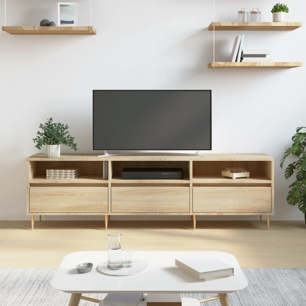 Meuble TV chêne Sonoma 150x30x44,5 cm matériau bois