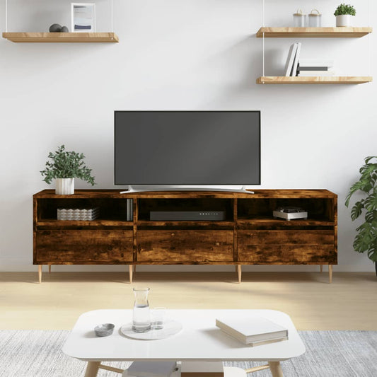 Meuble TV chêne fumé 150x30x44,5 cm matériau bois