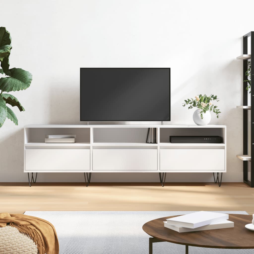 Meuble TV blanc 150x30x44,5 cm en bois