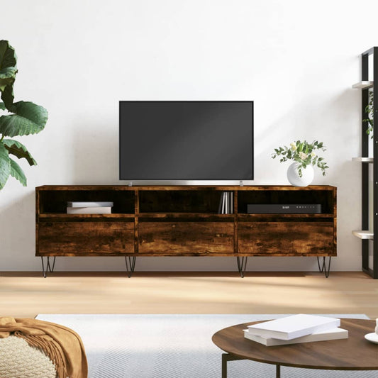 Meuble TV chêne fumé 150x30x44,5 cm matériau bois