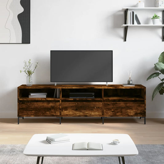Meuble TV chêne fumé 150x30x44,5 cm matériau bois