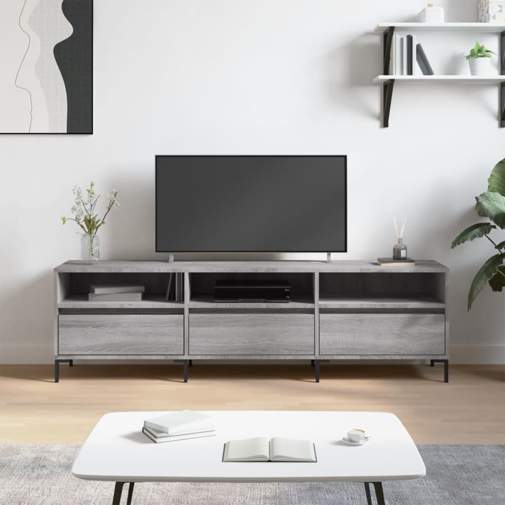 TV Cabinet Gray Sonoma 150x30x44.5 cm Wood Material