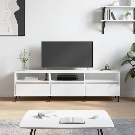 Meuble TV blanc 150x30x44,5 cm en bois