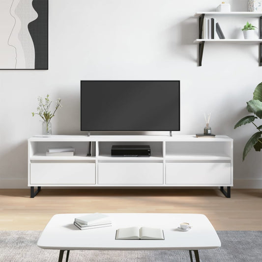 Meuble TV blanc 150x30x44,5 cm en bois