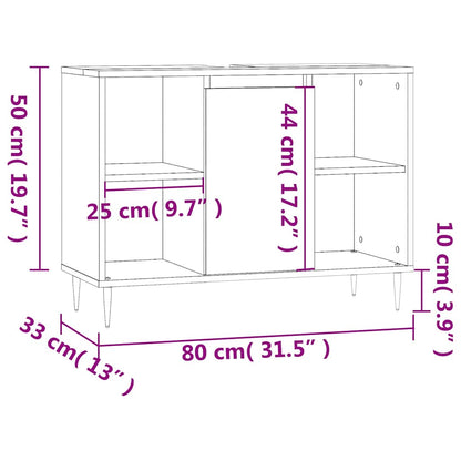 Badschrank Schwarz 80x33x60 cm Holzwerkstoff