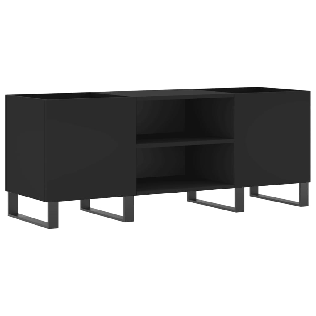 Record Cabinet Black 121x38x48 cm Wood Material
