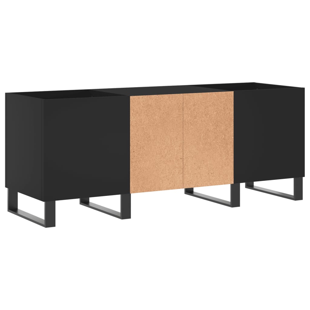 Record Cabinet Black 121x38x48 cm Wood Material