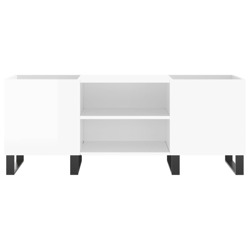 Record Cabinet High Gloss White 121x38x48 cm Wood Material