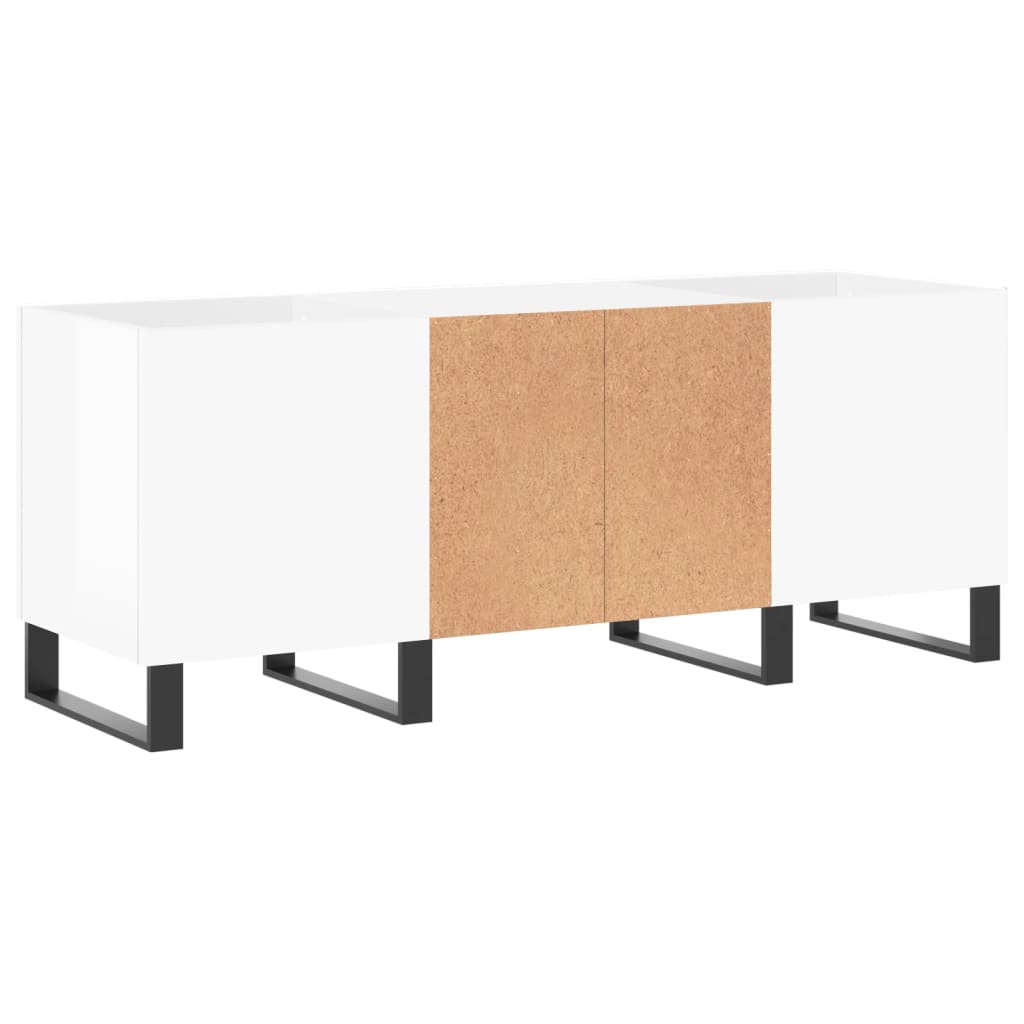 Record Cabinet High Gloss White 121x38x48 cm Wood Material