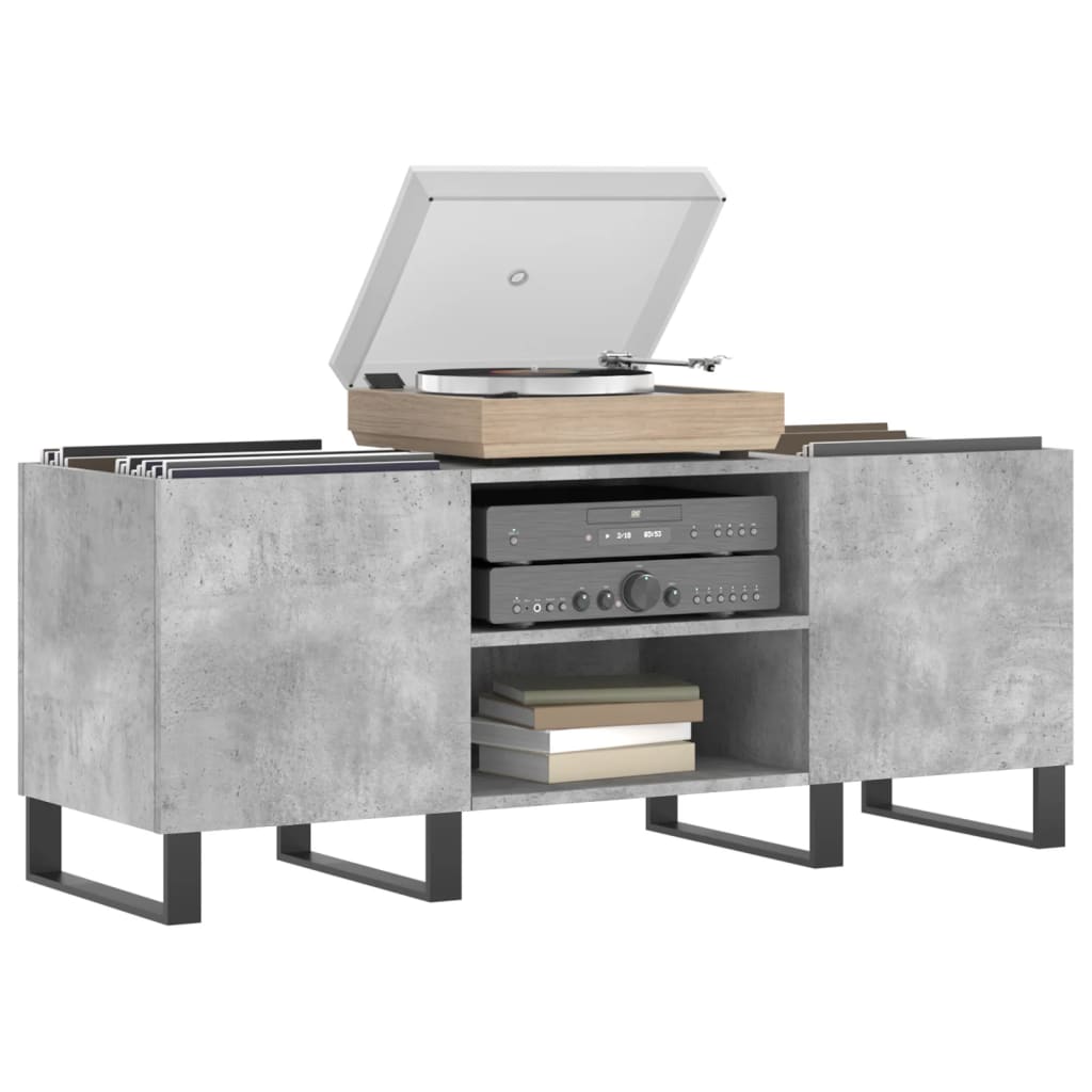 Record Cabinet Concrete Grey 121x38x48 cm Wood Material