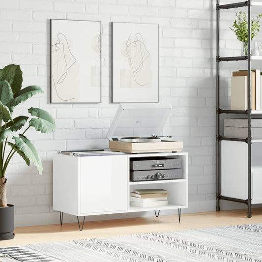 Armoire à panneaux blanc brillant 85x38x48 cm en bois