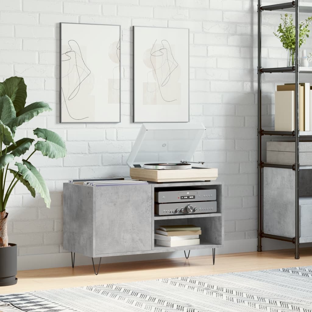 Record Cabinet Concrete Grey 85x38x48 cm Wood Material
