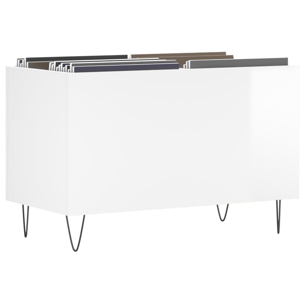 Record Cabinet High Gloss White 74.5x38x48 cm Wood Material