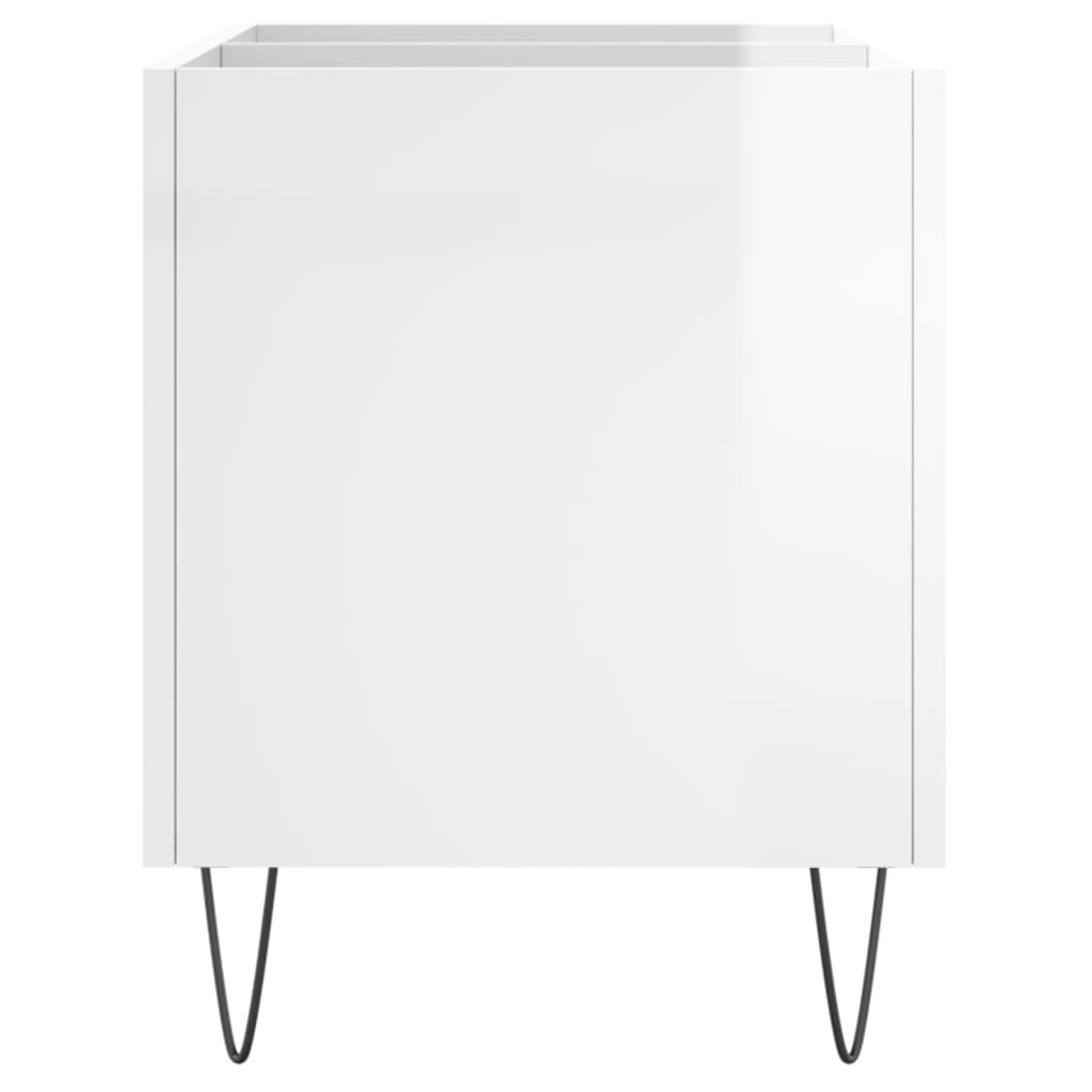 Record Cabinet High Gloss White 74.5x38x48 cm Wood Material