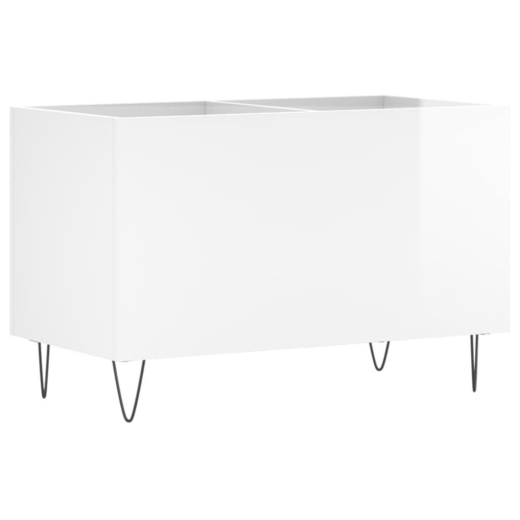 Record Cabinet High Gloss White 74.5x38x48 cm Wood Material