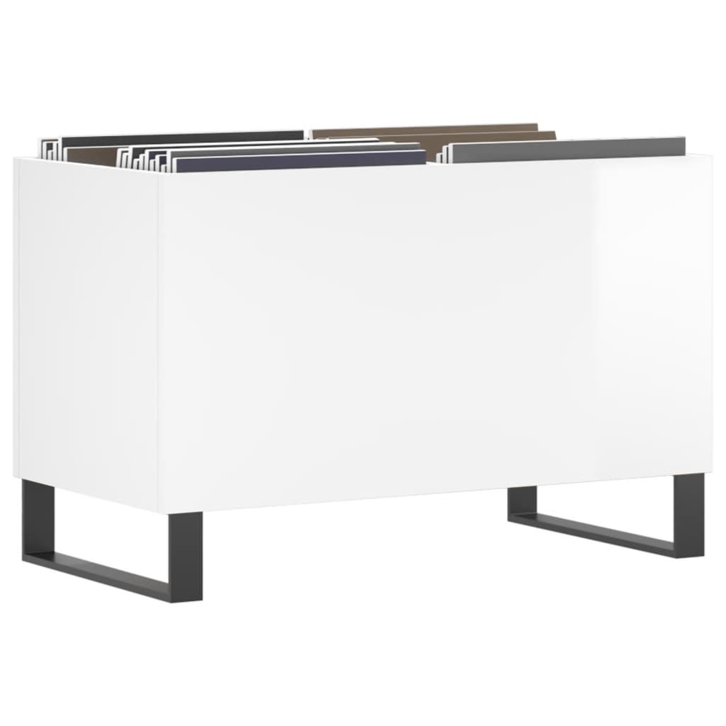 Record Cabinet High Gloss White 74.5x38x48 cm Wood Material
