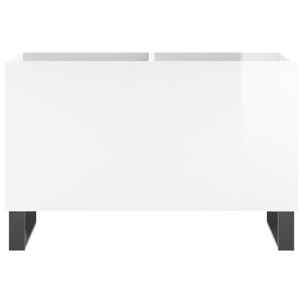 Record Cabinet High Gloss White 74.5x38x48 cm Wood Material