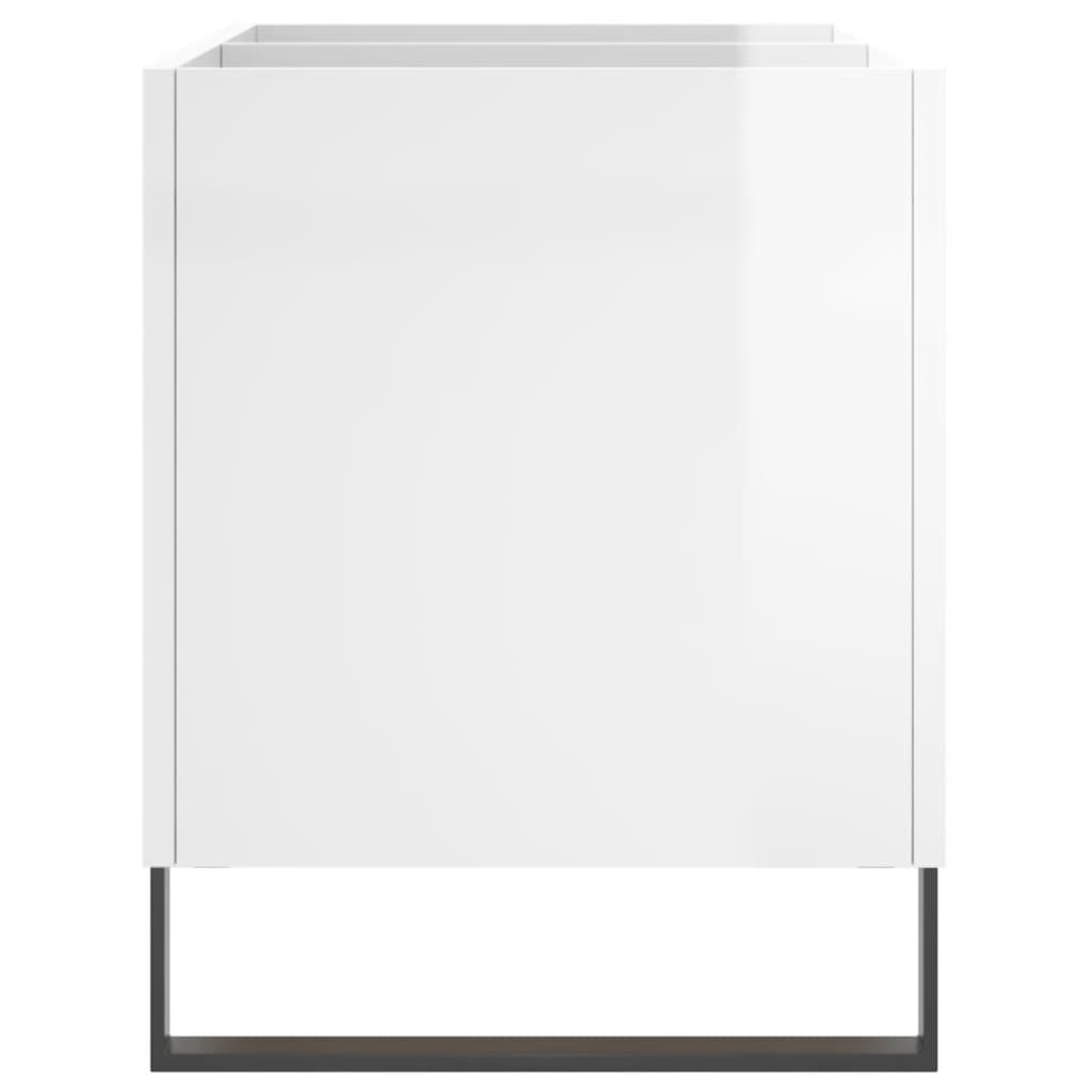 Record Cabinet High Gloss White 74.5x38x48 cm Wood Material