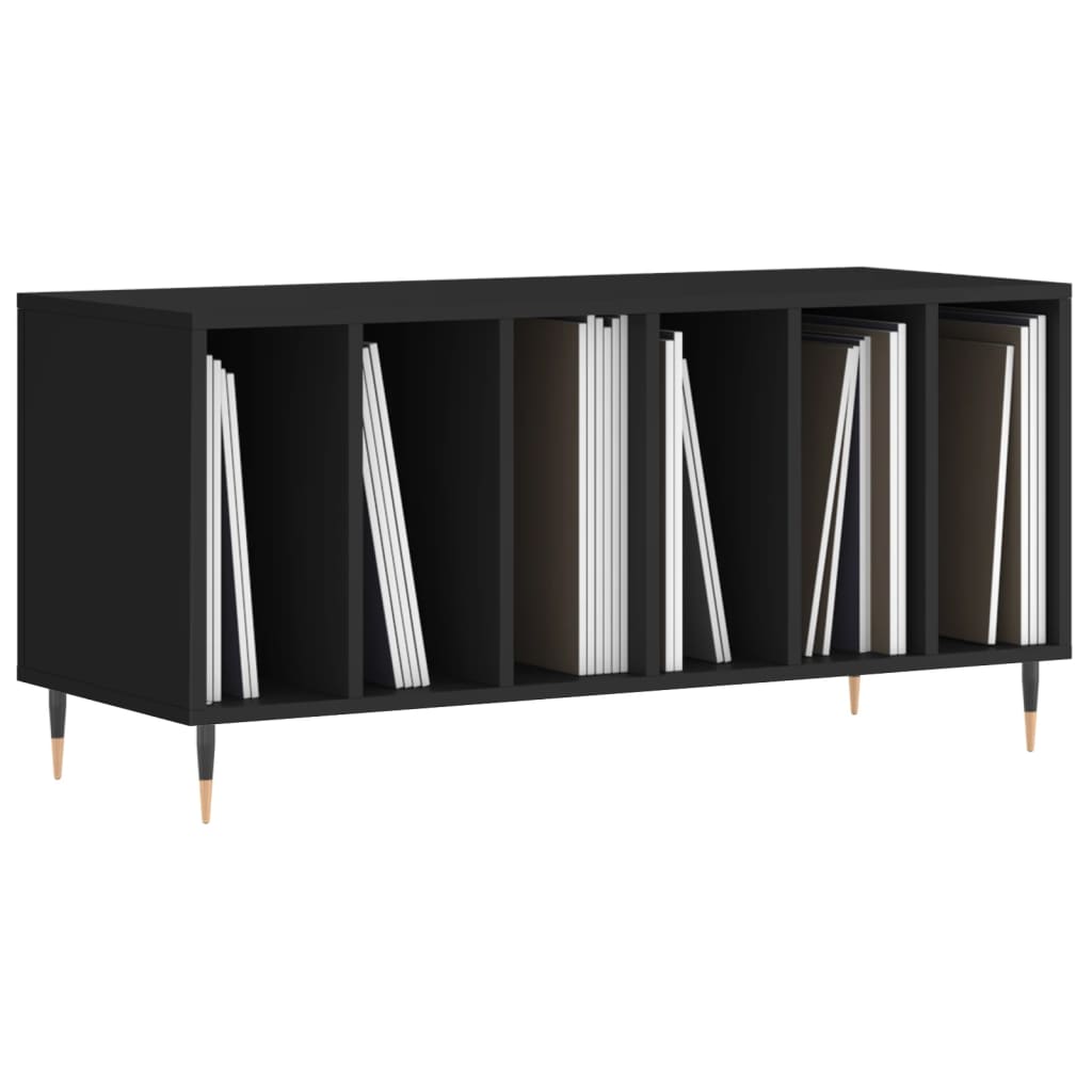 Record Cabinet Black 100x38x48 cm Wood Material