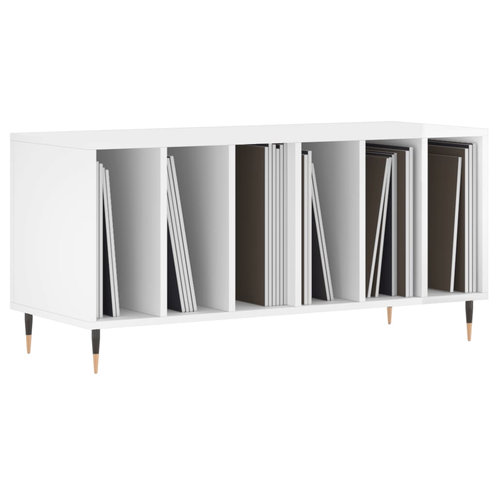 Record Cabinet High Gloss White 100x38x48 cm Wood Material