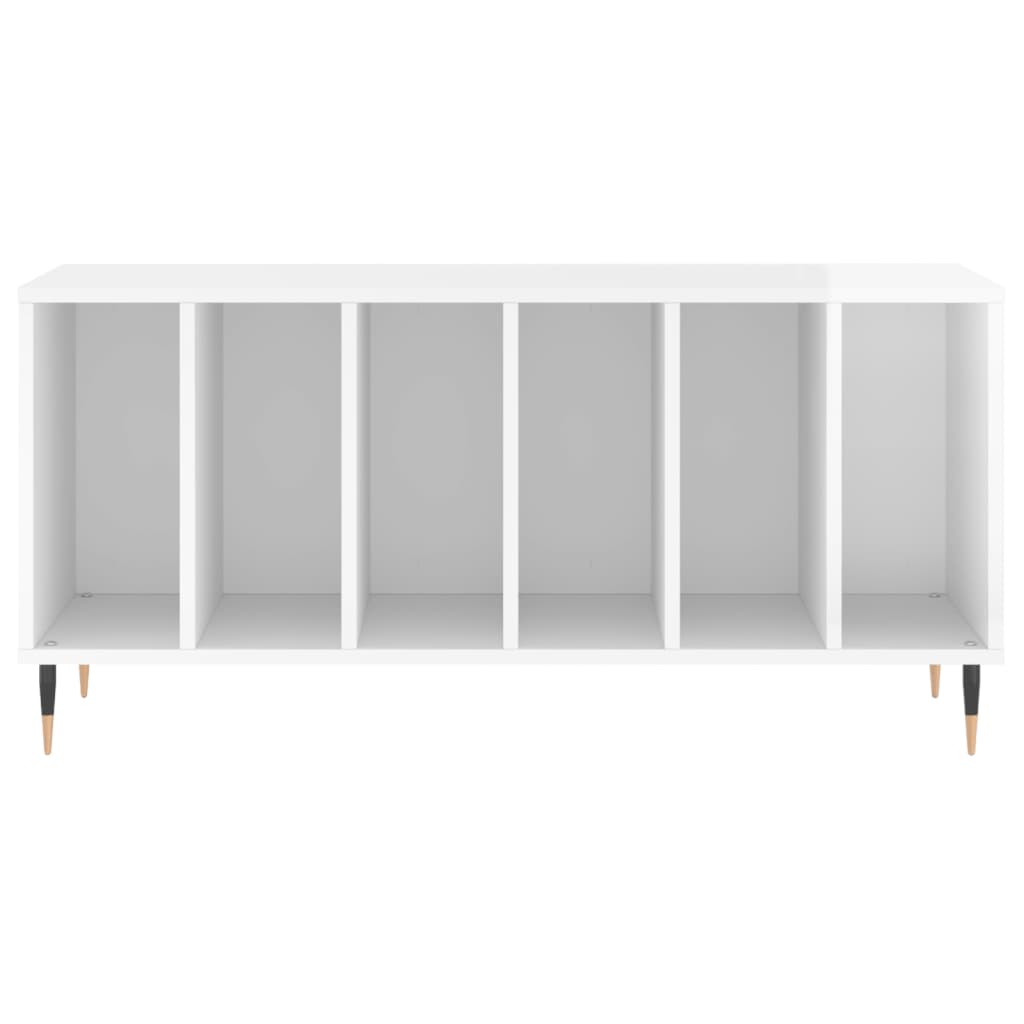 Record Cabinet High Gloss White 100x38x48 cm Wood Material