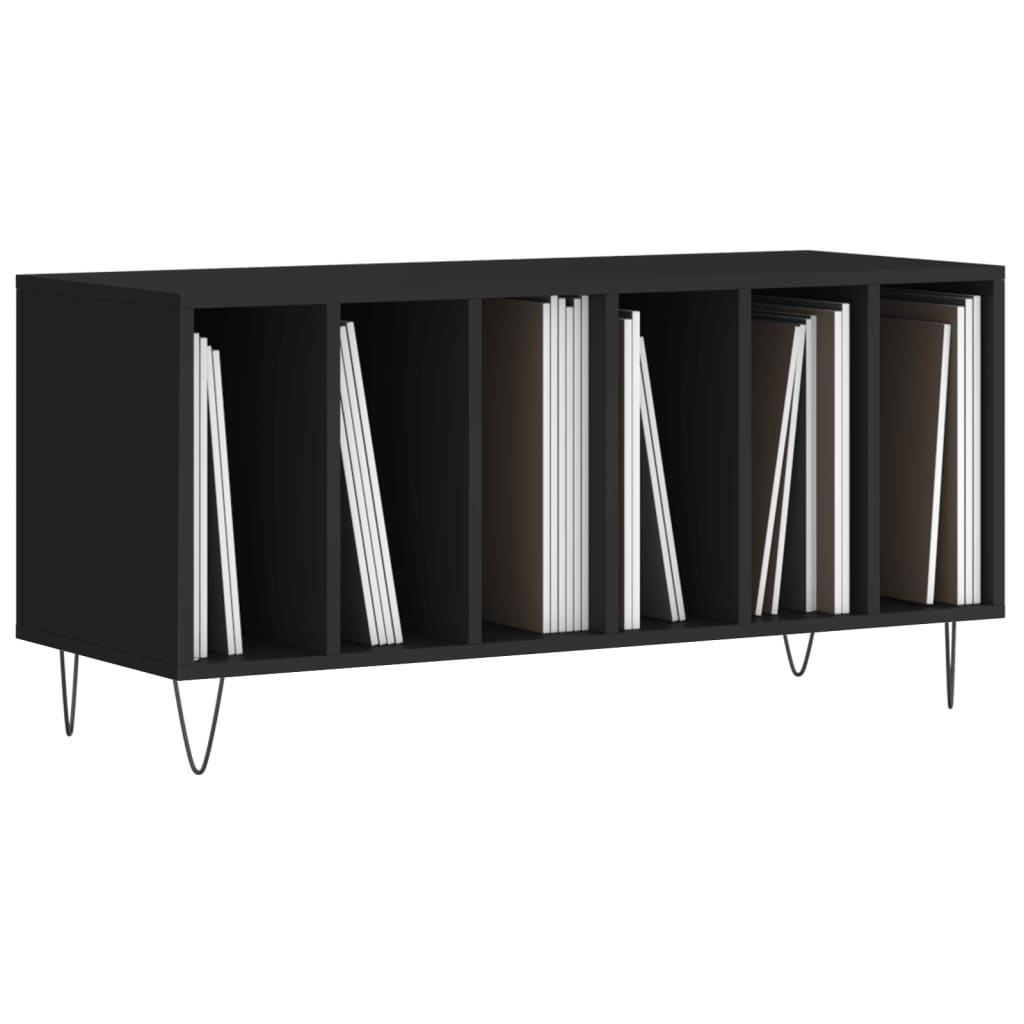 Record Cabinet Black 100x38x48 cm Wood Material