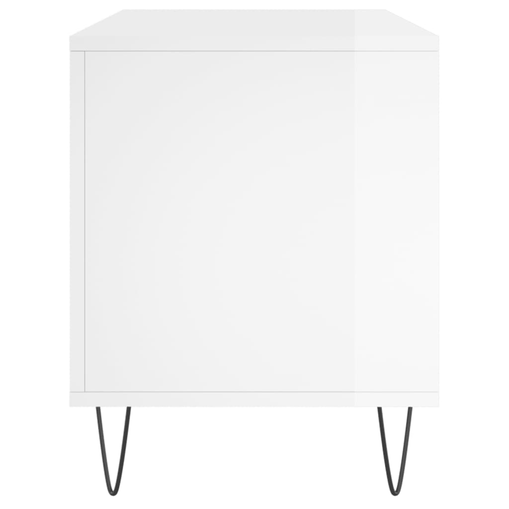 Record Cabinet High Gloss White 100x38x48 cm Wood Material