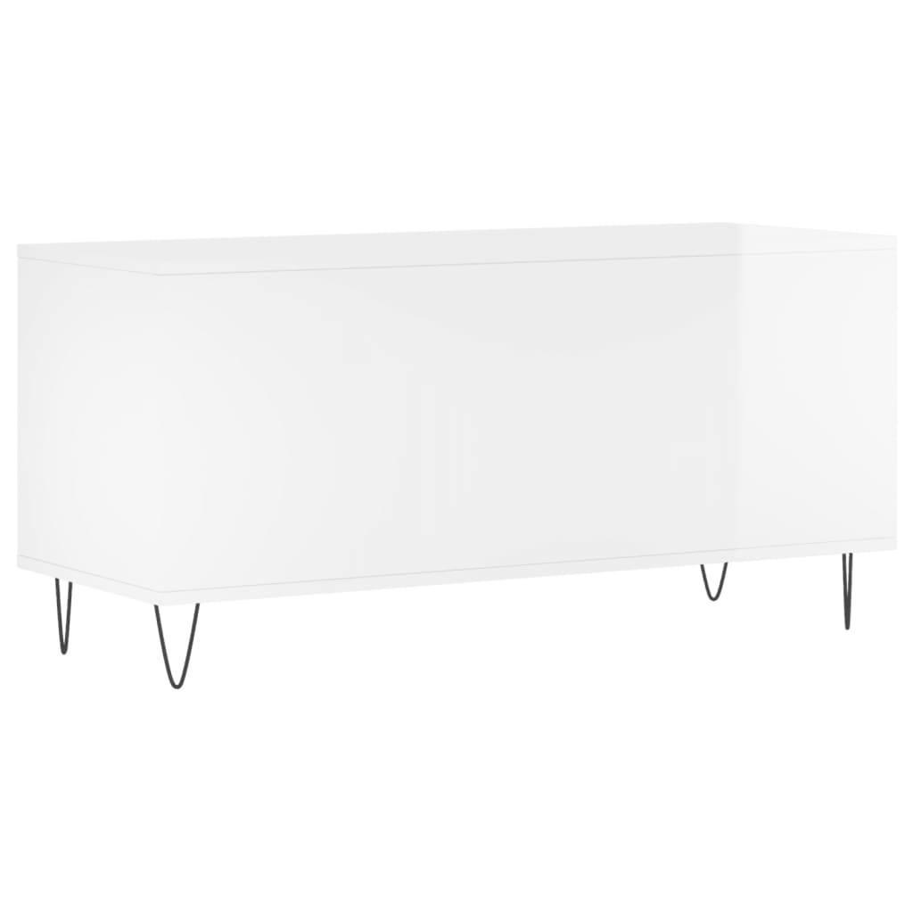 Record Cabinet High Gloss White 100x38x48 cm Wood Material