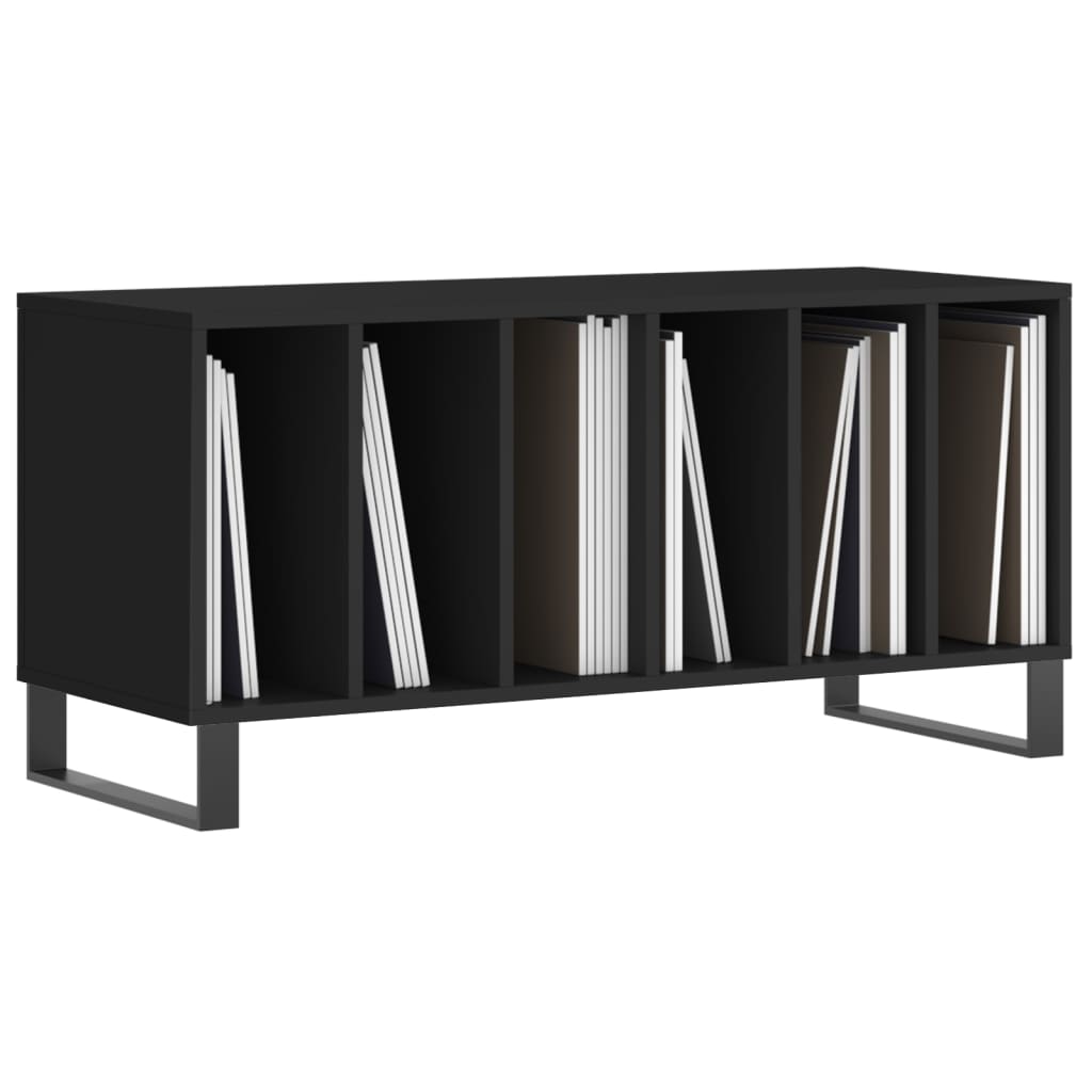 Record Cabinet Black 100x38x48 cm Wood Material