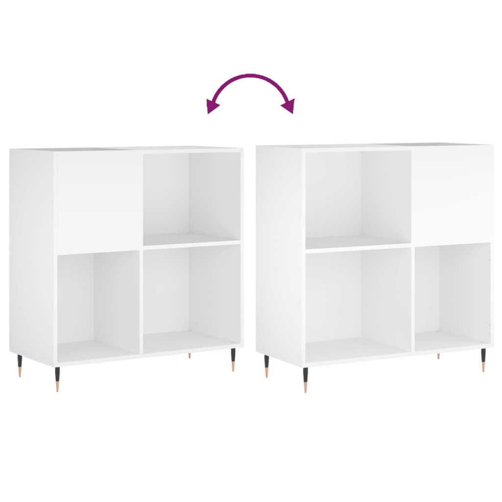 Record Cabinet White 84.5x38x89 cm Wood Material