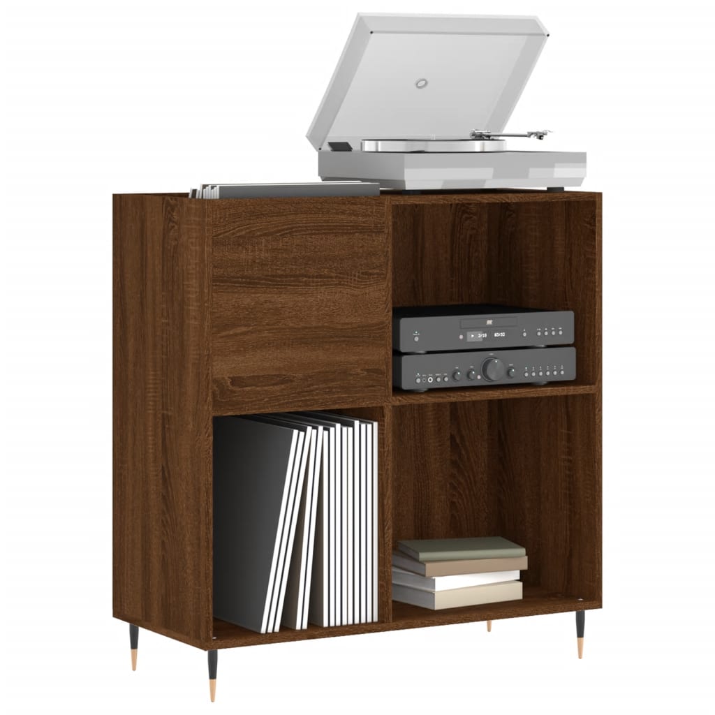 Record Cabinet Brown Oak Look 84.5x38x89 cm Wood Material