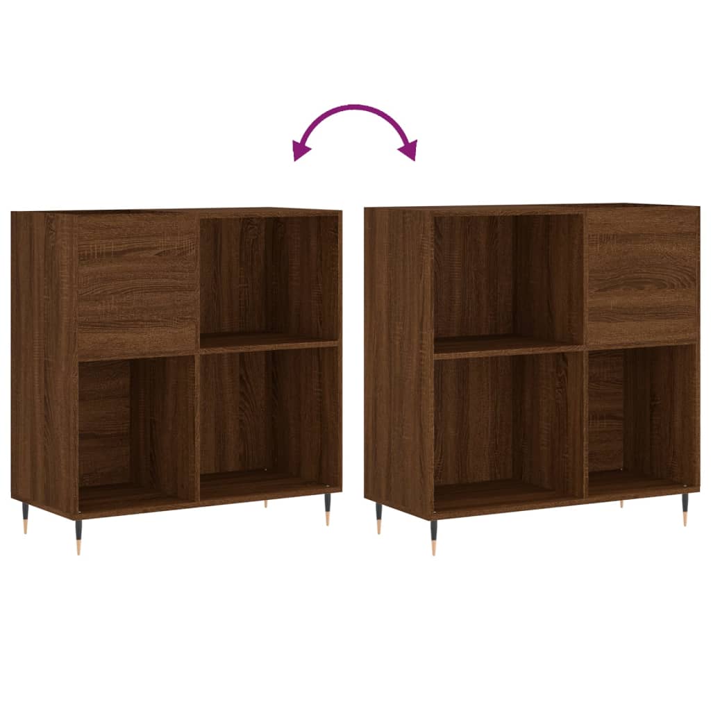 Record Cabinet Brown Oak Look 84.5x38x89 cm Wood Material