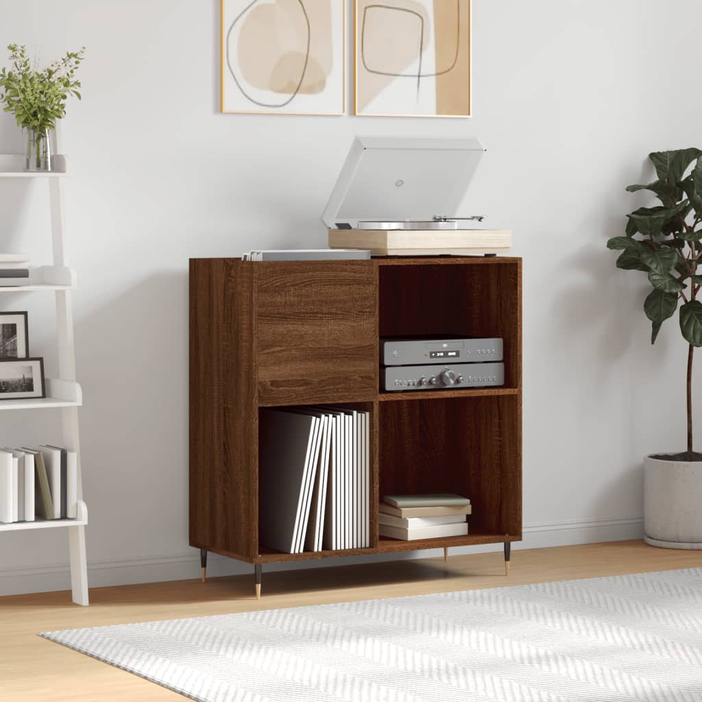 Record Cabinet Brown Oak Look 84.5x38x89 cm Wood Material