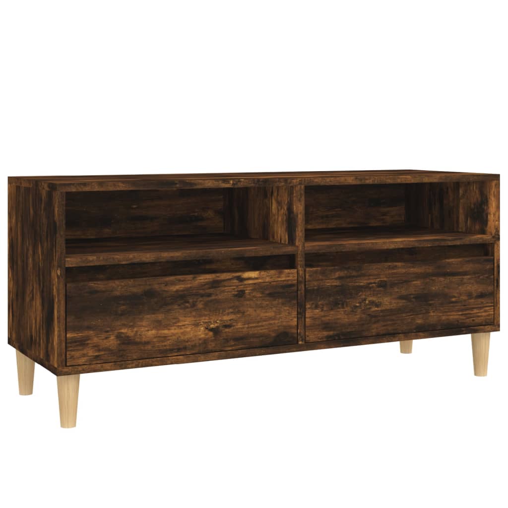 Meuble TV chêne fumé 100x34,5x44,5 cm matériau bois