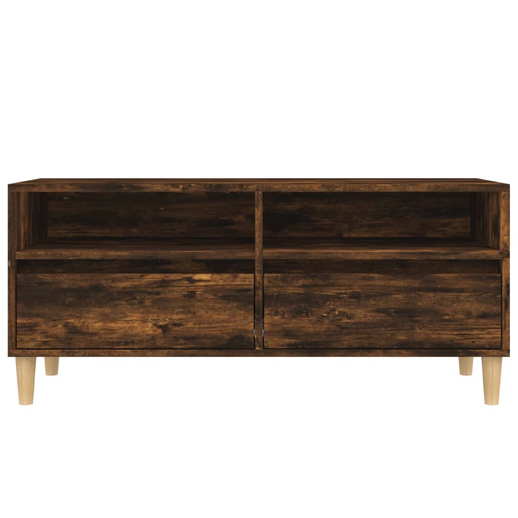 Meuble TV chêne fumé 100x34,5x44,5 cm matériau bois
