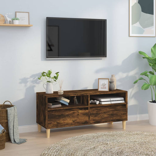 Meuble TV chêne fumé 100x34,5x44,5 cm matériau bois