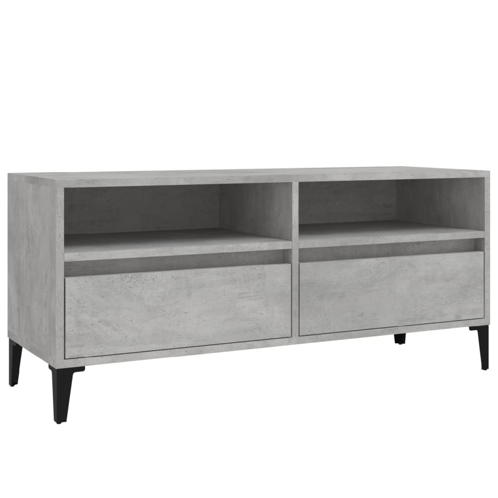 Meuble TV gris béton 100x34,5x44,5 cm en bois