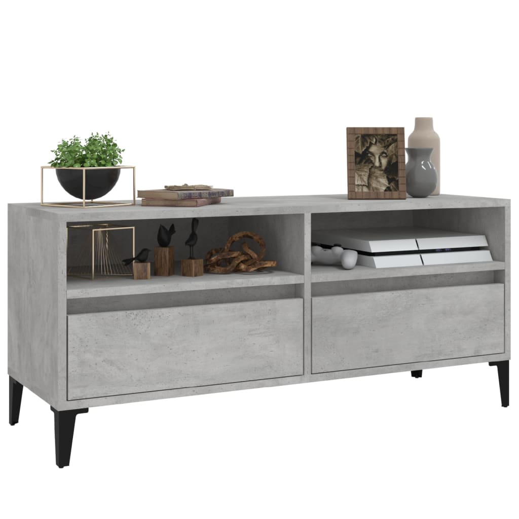 Meuble TV gris béton 100x34,5x44,5 cm en bois