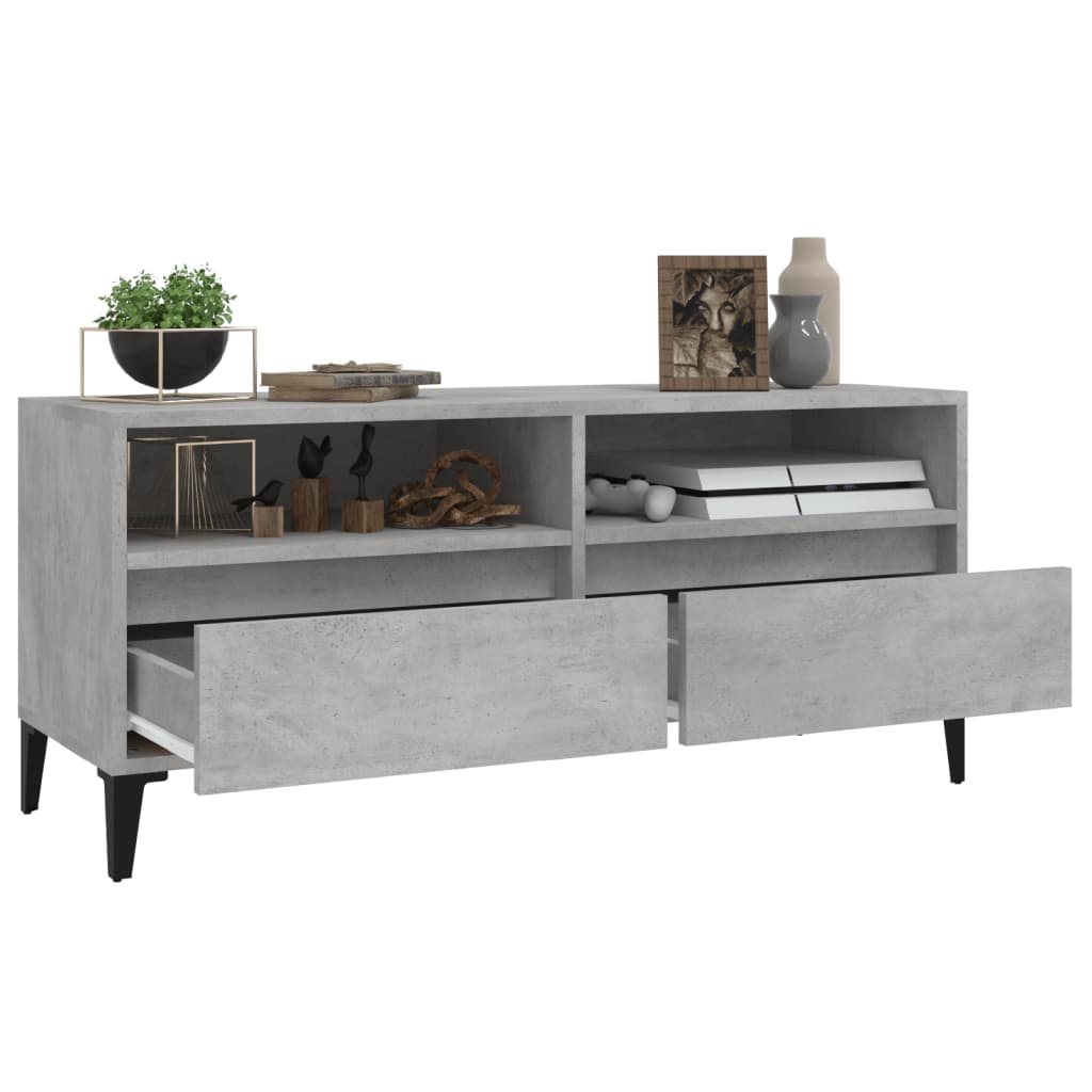 Meuble TV gris béton 100x34,5x44,5 cm en bois