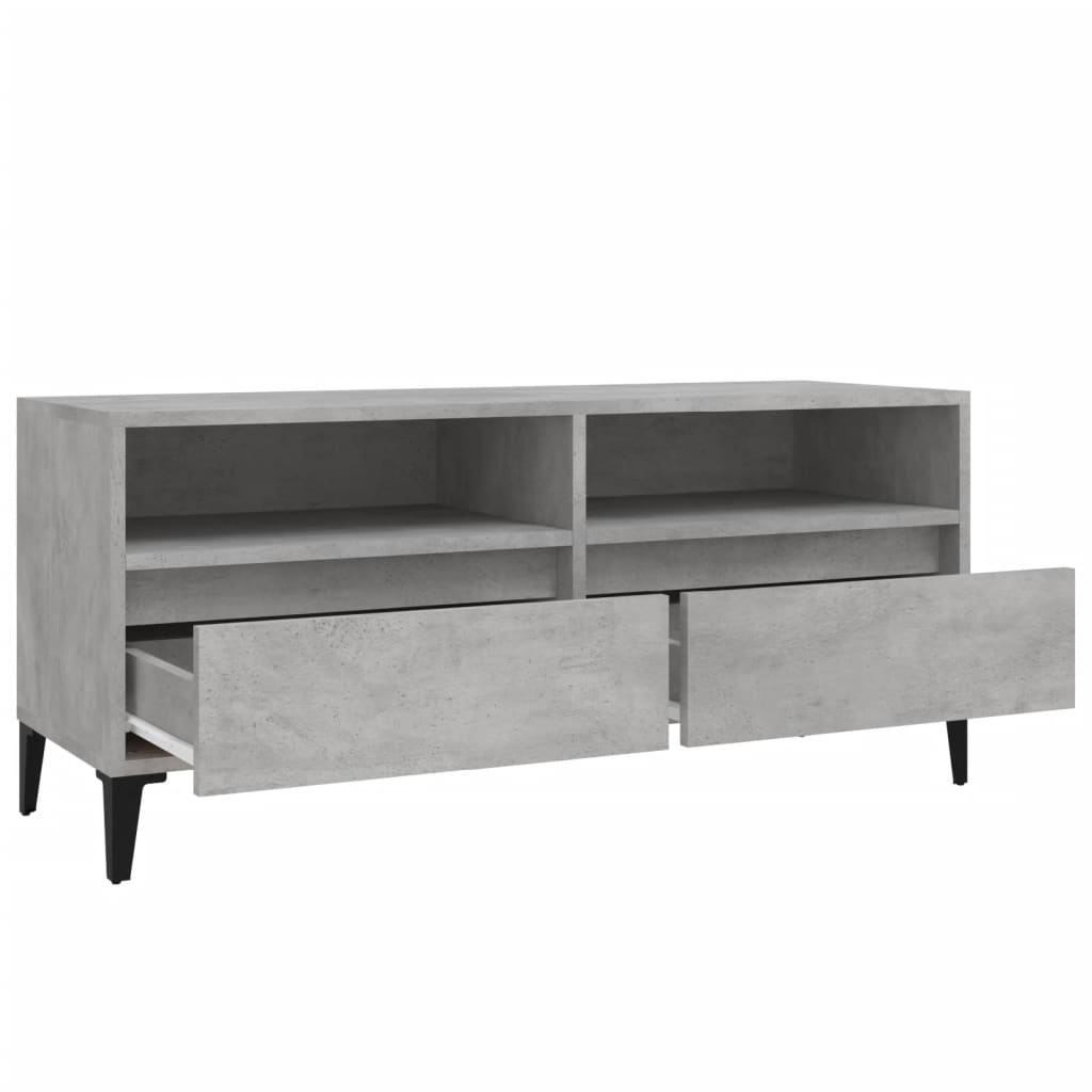 Meuble TV gris béton 100x34,5x44,5 cm en bois