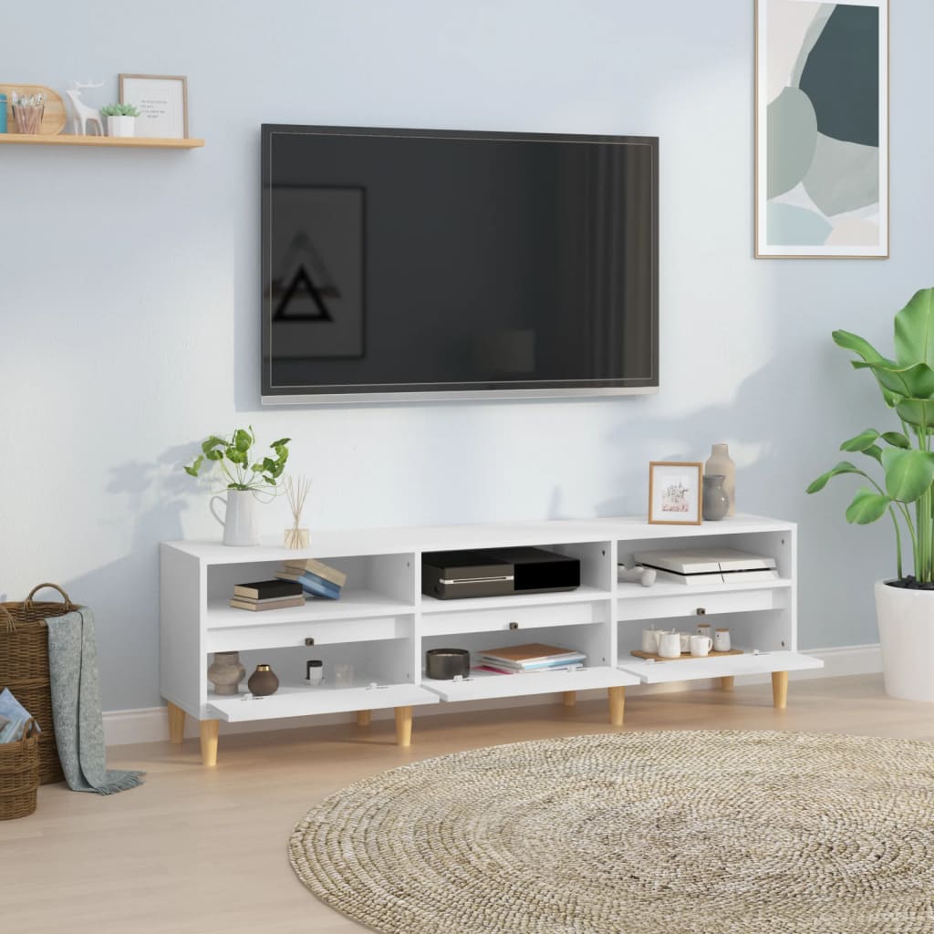 Meuble TV blanc 150x30x44,5 cm en bois