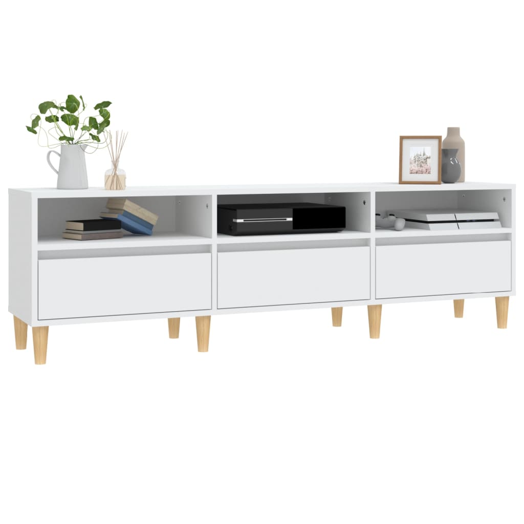 Meuble TV blanc 150x30x44,5 cm en bois
