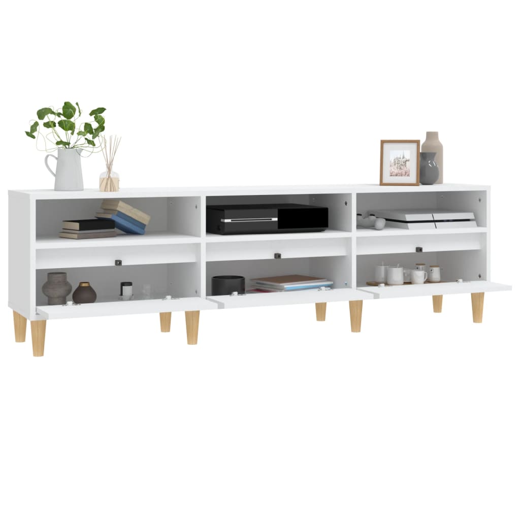 Meuble TV blanc 150x30x44,5 cm en bois
