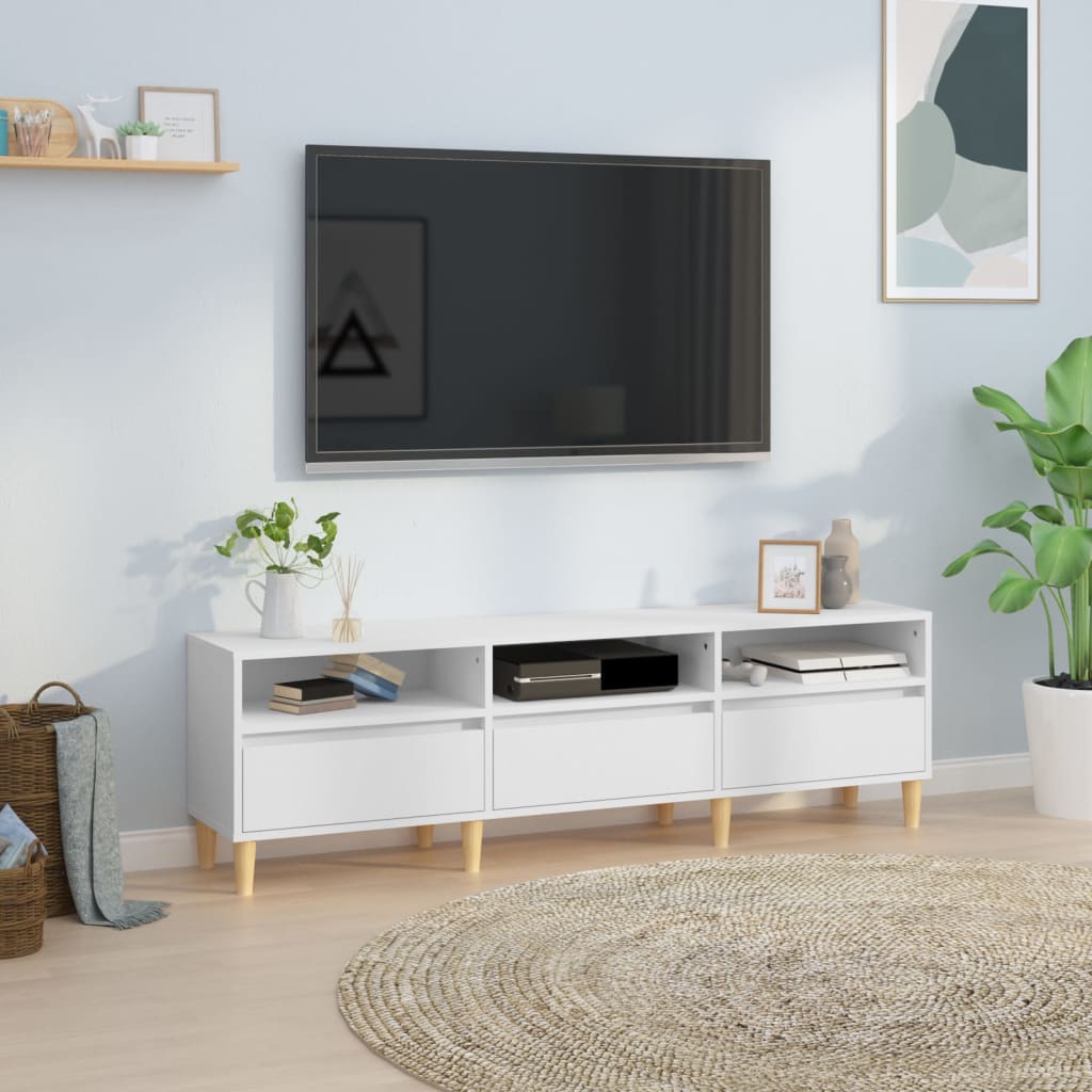 Meuble TV blanc 150x30x44,5 cm en bois