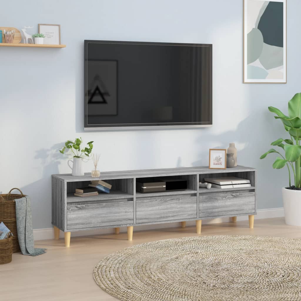TV Cabinet Gray Sonoma 150x30x44.5 cm Wood Material